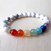 SN1122 Chakra Rainbow Bracelet Howlite Turquoise Bracelet Mala Bead Bracelet Womens Gemstone Bracelet Gift for Mom182U