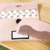 Mini escova de cabelo de madeira pequena e fofa pente prático de sândalo com caixa de presente rosa para mulheres meninas presentes de feriado