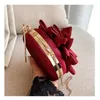 Evening Bags Red Flower Clutch Purse Women Round Bag Crystal Diamond Wedding Silk Handbag Exquisite Chain Shoulder FTB154 230718
