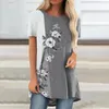 Women's Blouses Fashion Tee Top Comfy Mid-Length Quick Drying Women Floral Theme Printed Pullover Shirt Dressing Up