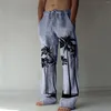 Erkekler pantolon Hawaiian Beachwear Uzun Hindistan cevizi Ağacı Baskı Pantaletleri Gevşek Taytlar Düz Bacak Erkekler Pantolon Elastik Pantalonlar Hombre