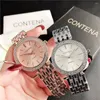 Montres-bracelets CONTENA 2023 dames montres-bracelets robe montre en or femmes cristal diamant acier inoxydable argent horloge Montre Femme