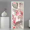 Fonds d'écran DIY Amovible Flamingo Feuilles Porte Autocollant Stickers Muraux Décor À La Maison Salon Chambre Décoration Autocollants Papier Peint