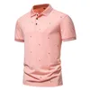 Men's Polos Men's Summer Short Sleeve Turn-down Collar Polo Shirt Fashion Casual Printed Embellishment Thin Slim Men Clothing 230717