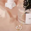 Cluster Rings Design Long Chain Double Circle For Women Girls Charm Pearl Beaded Female Finger Jewelry 2023