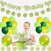 Other Event Party Supplies Green Tennis Birthday Decorations for Boys Girls Themed Balloon Glitter Banners Cake Topper Sports 230717