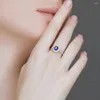 Cluster Rings Concise Blue Crystal Sapphire Gemstones Diamonds For Women White Gold Silver Color Jewelry Bijoux Bague Fashion Accessory
