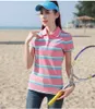 Blusas de mujer Camisas Cuello polo para mujer Tops a rayas Botón Camiseta Mujer Camiseta de manga corta Ropa Linda con cuello Verano 2023 Golf V 230717