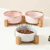 Dog Bowls Feeders Other Pet Supplies Ceramic Pet Bowl 1800ML Large Capacity Big Dogs Drinking Eating Bowls Cat Double Food Water Feeding Feeders with Bamboo Stand x07