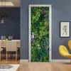 Duvar Çıkartmaları 3D Yeşil Palmiye Yaprak Kapı Sticker Self -Yapışkan Po Duvar Kağıdı Yatak Odası Giriş Poster Mobilya Çıkartma Ev Tasarım Kapağı 230717