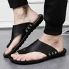 Slippers Summer Men Slippers New Korean Leather Sandals Men's Flip-Flop Beach Shoes Fashion Casual Sandals for Indoor and Outdoor Wear L230718