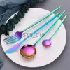 Briefs Panties Other Panties Mirror Rainbow Stainless Steel Cutlery Set Dessert Fork Spoon Knife Silverware Set Tableware Steel Chopstick Complete Dinner Set x071