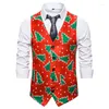 メンズベスト14色クリスマスプリントベストvネックファッションジャケットメンズトップヨーロッパサイズのウェディングドレスウエストコートS-2xl