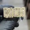 Designerschmuck Rich Sign Letter Ring Bling Iced Out Sterling Silber 925 Ringe mit Moissanit Luxusschmuck Moissanit Baguette Ring