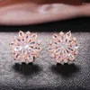 Boucles d'oreilles de luxe cristal CZ fleur grappe boucle d'oreille brillant Double couche Zircon tournesol pour les femmes anniversaire cadeau de mariée