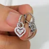 Dangle Earrings Heart Korean Style Women's Jewelry Iced Out Zircon Luxury Silver Color Drop Cartilage Accessories KCE047