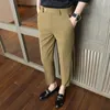 Costumes pour hommes hommes pantalons robe costume décontracté longue mode droite mince pieds Streetwear pantalon mâle D173