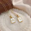 Chains 12 Constellations White Shell Initial Letter Pendant Necklace For Women Female Birthday Gift Fashion Tarnish Free Jewelry