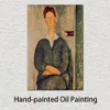 Bella donna su tela Giovanotto Dai Capelli Rosse Dipinto di Amedeo Modigliani Opera d'arte fatta a mano Biblioteca Decor