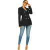 Lu femmes costume veste bureau dame affaires couleur unie Blazer à manches longues Double boutonnage col rabattu manteau vestes