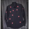 Chemises décontractées pour hommes Minglu hommes chemise Design étoiles rouges imprimé hommes robe grande taille 4XL coton mince à manches longues