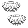ディナーウェアセット2 PCSブラックバスケットエルスナック装飾フルーツワイヤースタンドアイアンデザートクリエイティブストレージトレイ