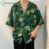 Pantalon deux pièces pour femmes High Street Male Hawaiian Shirt Flower Full Print Summer Casual Cardigan Short Sleeve Blouse Tops For Men 230718