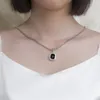 Pendant Necklaces Fashion White Gold Plated Copper Necklace With 12mm 10mm Cushion Cut Black Cubic Zirconia For Women Trendy Jewelry Gift
