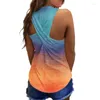 Kvinnor tankar gradient twist racerback 3d tryckt tank top kvinnor o-hals ärmlös väst kvinna streetwear sommar off axel kamisoler