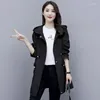 Trench Coats Feminino 2023 Moda Jaqueta com Capuz Casual Jaqueta Feminina à Prova de Vento Feminino Manga Longa Casaco Feminino H24