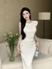 Abiti da lavoro Fashion Knitting Two Pieces Set Sexy Dew Shoulder Maglione senza maniche Top Bodycon Gonna Tute Donna Trendy Summer