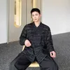 Męskie koszule Syuhgfa w chińskim stylu guziki długi rękaw Odkręć kołnierz moda luźne topy 2023 Spring Summer Solid Kolorowa koszula