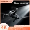 K10 Max Drone Professional 4K HD Три камера Опубликание. Обеспечение аэрофотосъемки Оптическое расход складной квадрокоптер.