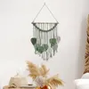 Tapissries Woven Tapestry Bohemian Leaf Macrame Tassels Decoration Handgjorda estetiska Tassel Leaves Chic Wall Decor för lägenhet