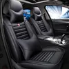 Bilstol täcker Universal Luxury Black/Black Red 5D PU Leather SUV 5-SATS Set bakre vattentät kudd