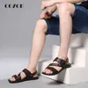 Slippers Summer Mens Sandals Double Buckle Strap Beach Casual Shoes Black Brown 220611 L230718