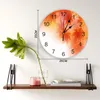 Wall Clocks Fall Leafs Watercolor Clock Large Modern Kitchen Dinning Round Bedroom Silent Hanging Watch