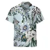 Vrijetijdsoverhemden voor heren Palmbladeren Losvallend overhemd Man Vakantie Zebra- en bloemenprint Hawaiiaanse grafische korte mouwen Cool Oversized blouses