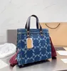 أكياس Luxurys Women Dempsey Carryall Totes Leather Denim Handbag Bag Lady Cross Body Chain Base