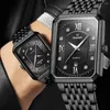 Wristwatches Swish Simple Watch For Men Dress Business Quartz Rectangle Wristwatch Black Face Butteryfly Clasp Date Clock Top Brand