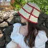 Cappelli a tesa larga Coreano Estate Dolce Crochet Colore abbinato Pizzo Cappello a secchiello corto Donne giapponesi Trendy Sun Outdoor Parasole Berretto di paglia