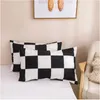 寝具セット黒と白のセットグリッド格子ベッドリネンシンプルな夏の羽毛布団セット