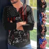 Magliette da uomo Bandiera USA Camicia a maniche lunghe patriottica Top Giorno dell'indipendenza 4 ° allenamento per uomini grandi e alti