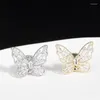 Broches YYSUNNY luxe plaqué or papillon pour femmes Zircon Badge fixe vêtements accessoires bijoux gouttière broche cadeau