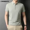 Męska marka Polos Coodrony Wysokiej jakości Summer Classic Pure Kolor swobodny krótki rękaw Bawełniany polo-shirt Mężczyźni Slim Soft Cool Clothing C5200S 230717