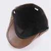 Newsboy Hats Mens Adjustable PU Leather Newsboy Cap Contrast Stitch Flat Cap Cabbie Leather Beret Flat Cap Gatsby Driving Fishing Hat HKD230718