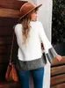 Dames Truien Fitshinling Casual Patchwork Pullover Sweater Gebreide Dames Winter 2021 Jumper Bohemian Slim Flare Sleeve Sweaters Dames Sale L230718