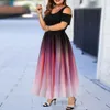 Basis Casual jurken plus size zomer damesjurk elegante gradiënt kleur print feestjurk vrouwen koude schouder casual strandjurken club outfits 230717