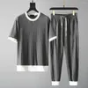 Męskie dresy 2023 Summer męskie Mody klasyczny strój górne spodnie kieszeni elastyczne oddychające plise na szyi