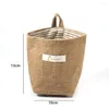 Paniers de rangement Jute coton lin sac panier de bureau poche suspendue petit sac divers boîte avec poignée cosmétique